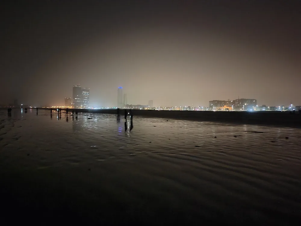 Clifton Karachi skyline illuminated at night
